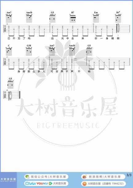 这世界那么多人吉他谱_莫文蔚_G调原版六线谱_弹唱教学视频3